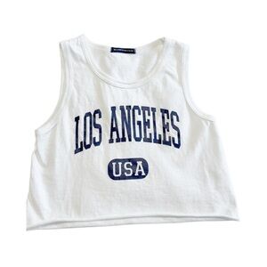Brandy Melville Los Angeles USA Y2K Cropped Tank White Blue Size S